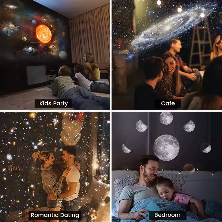 Lampa Proiector LED Moderna cu Proiectie 360° – Cer Instelat si Galaxie, pentru Copii si Adulti